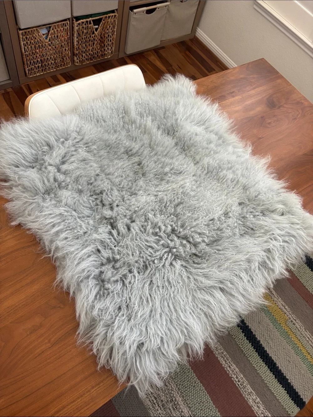 Icelandic Sheepskin Long-Pile 28” Accent Pillow – Soft Gray